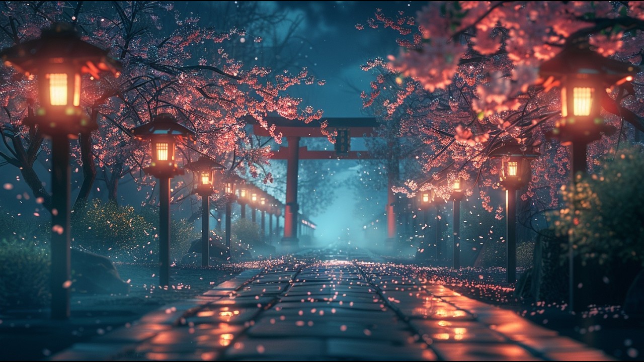 Night Sakura Temple – Zen Sleep Music for Deep Rest & Calm Focus