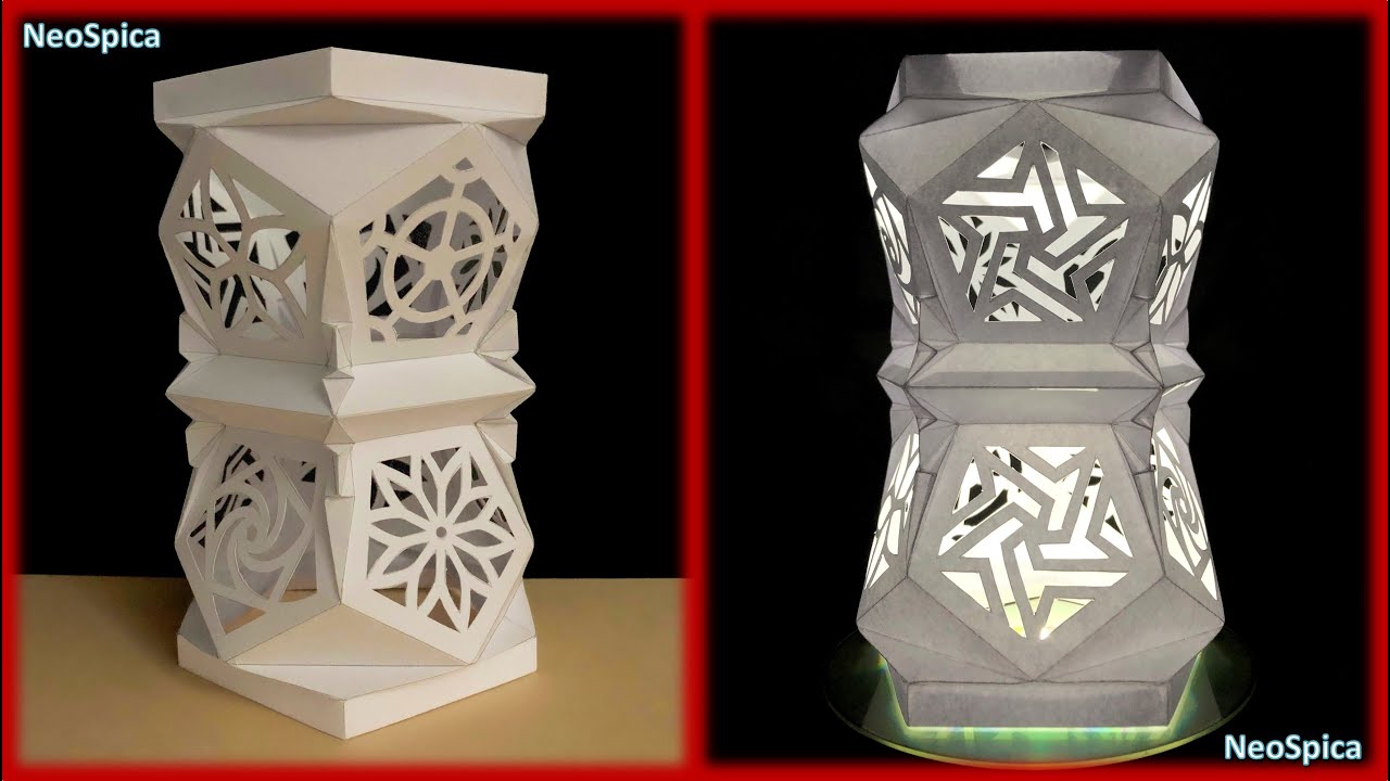 3 - Openwork Paper Folding Tower / Central Out Fold: Mirrored Double Level of Flat Pentagonal Faces
