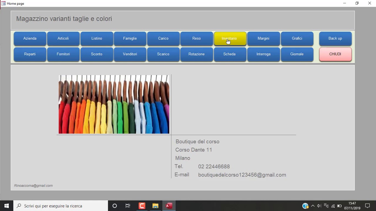 Magazzino taglie e colori in access email rinoaccoma@gmail.com