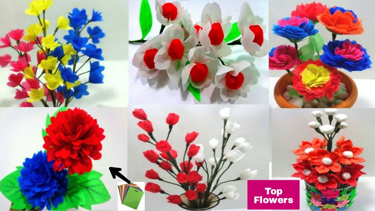 Top 6 Shopping Bag Flowers Making Idea at Home - Making Six Beautiful Idea of Shopping Bag Flowers