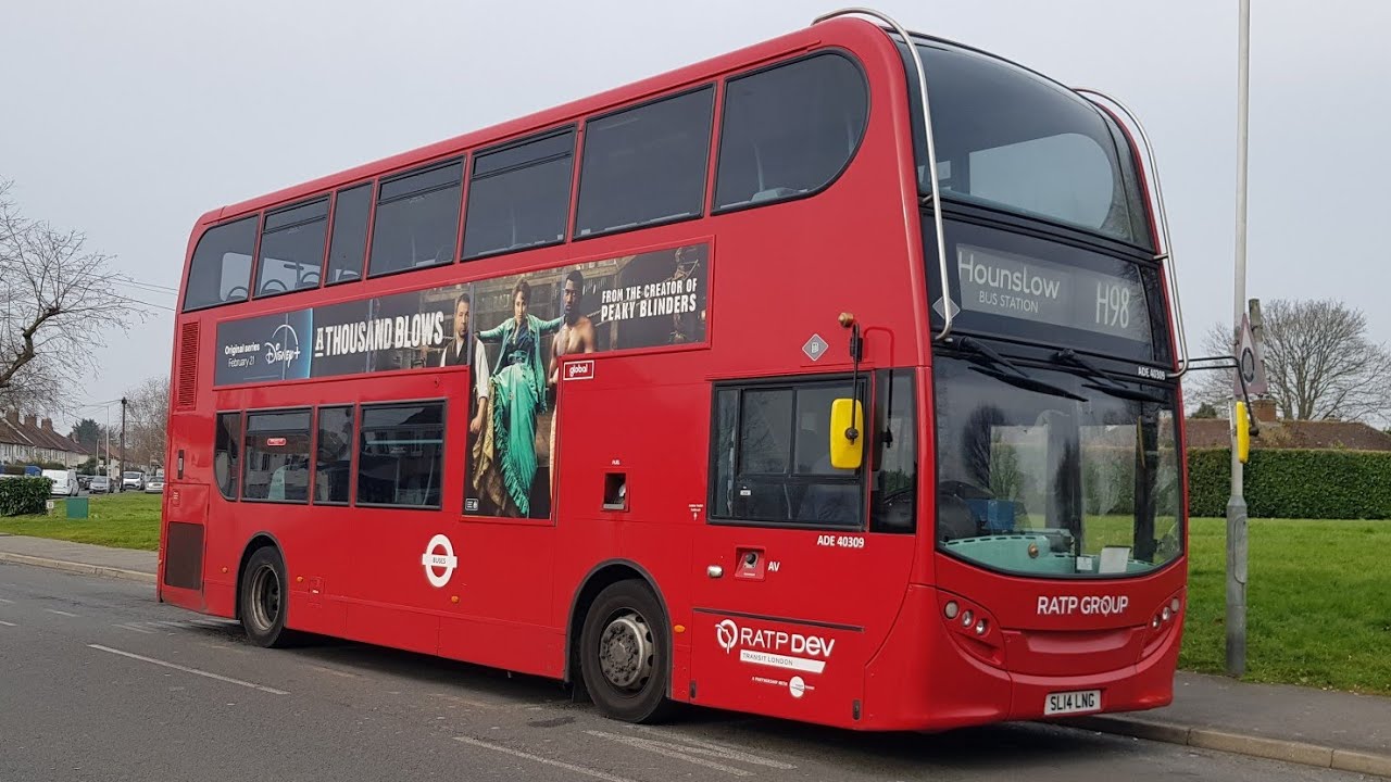 Full Ride: London Bus Route H98 Hayes End - Hounslow. RATP Group Enviro400 ADE40309 (SL14 LNG)
