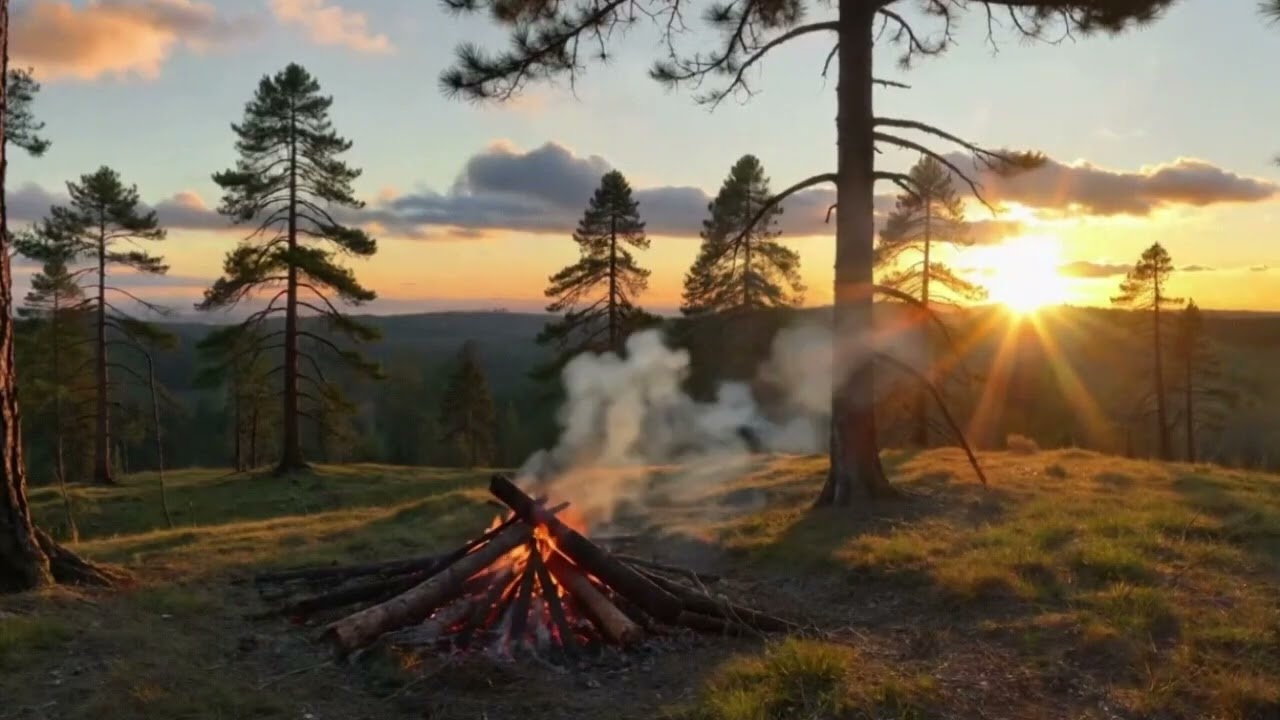 Forest Campfire Ambience 🌄🔥 | Crackling Fire Sounds for Relaxation, Sleep & Stress Relief (3 hours)