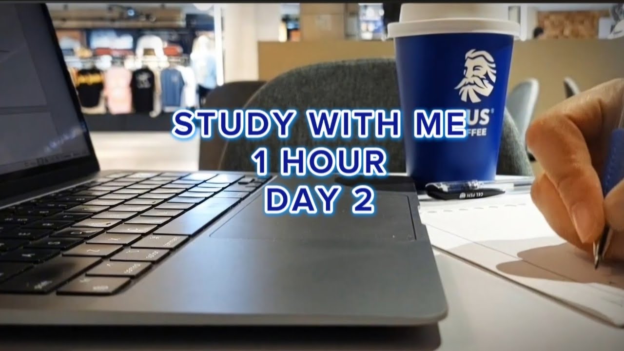 Real time study With Me at a Cafe | 1 Hour focus | ZUS Coffee background noise | Day 2/10