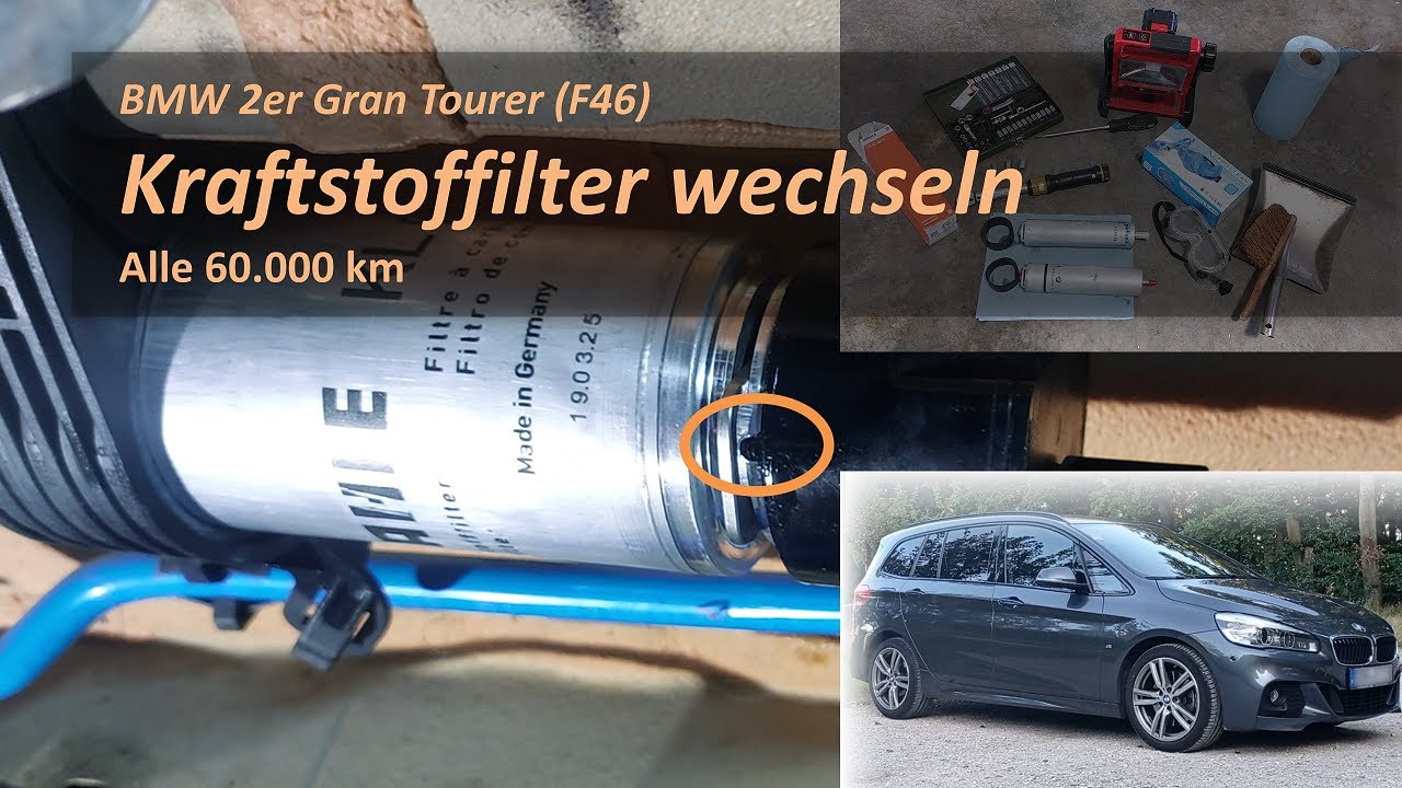 Kraftstoffilter austauschen - BMW 2er Gran Tourer F46, F45, 1er, 2er usw. Diesel, B47-Motor.