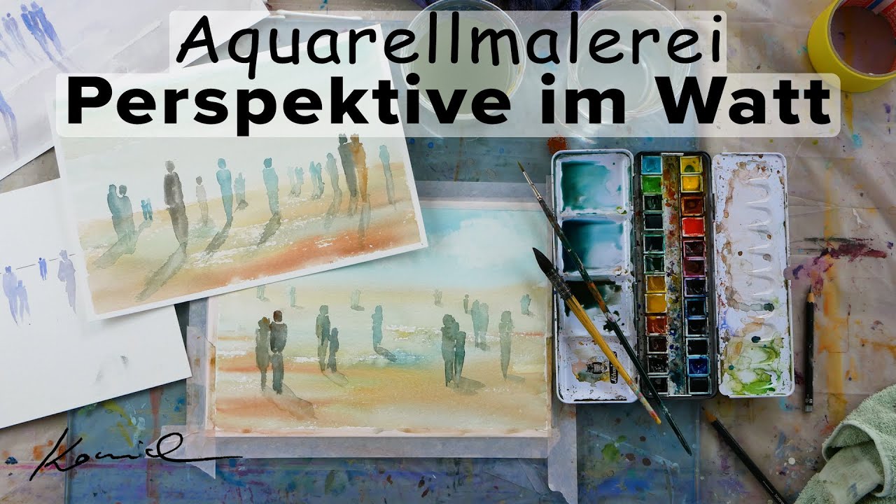 Alice-ART | Aquarell Kurs 9 für Anfänger | Perspektive im Watt | Aquarell malen lernen | watercolor