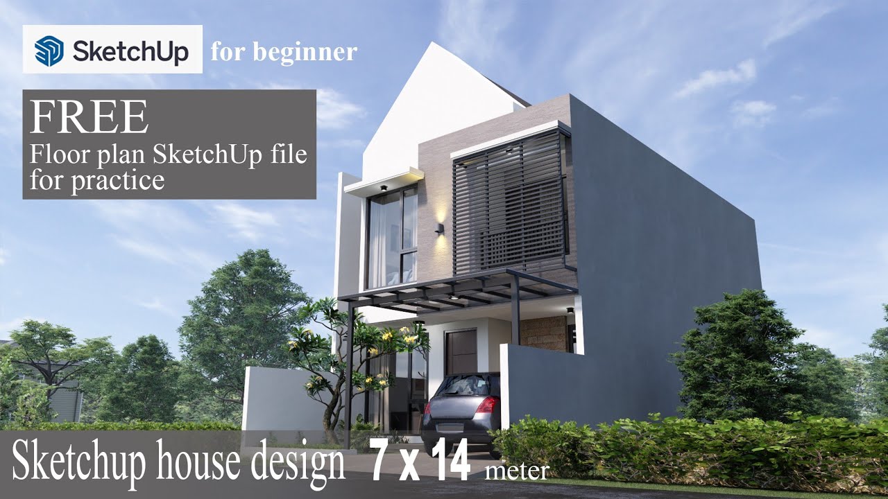 SketchUp house design ( 7.00 x 14.00 meter ) render enscape