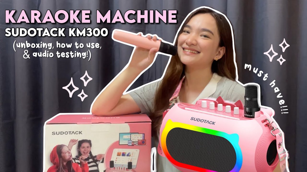 SUDOTACK KM300 KARAOKE MACHINE 🎤🎶 (unboxing, how to use & audio testing!) | Denays Ann