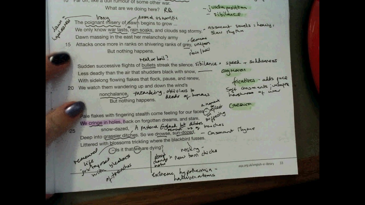 Annotation and analysis of 'Exposure' by Wilfred Owen