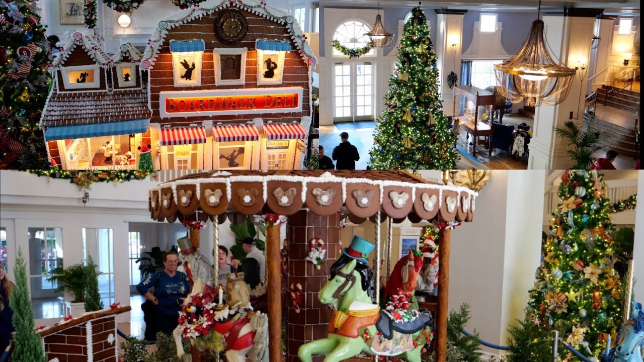 Disney's Boardwalk, Yacht & Beach Club Resorts 2024 Christmas Decorations in 4K | Walt Disney World