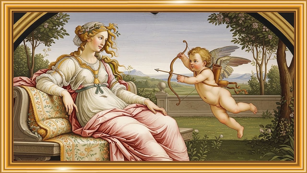 Venus and Cupid in Garden 🌿✨ | Renaissance Mythological Fresco | Framed TV Gallery