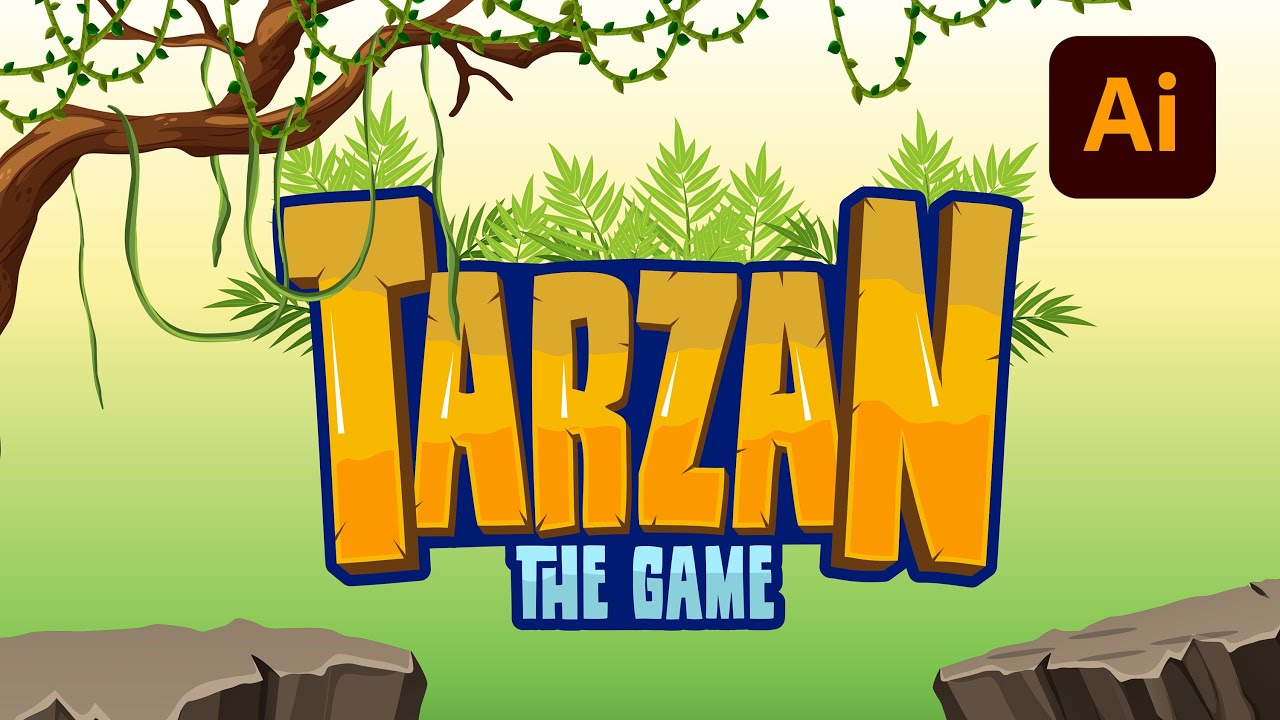 Adobe Illustrator | Tarzan The Game Typography | Create a Video Game Logo in Adobe Illustrator
