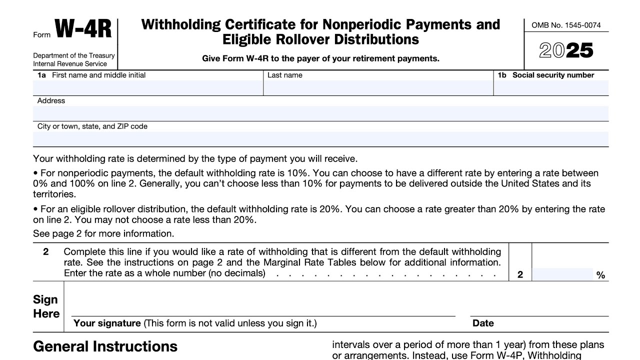 IRS Form W-4R walkthrough (Withholding Certificate for Nonperiodic Payments and Eligible Rollovers)
