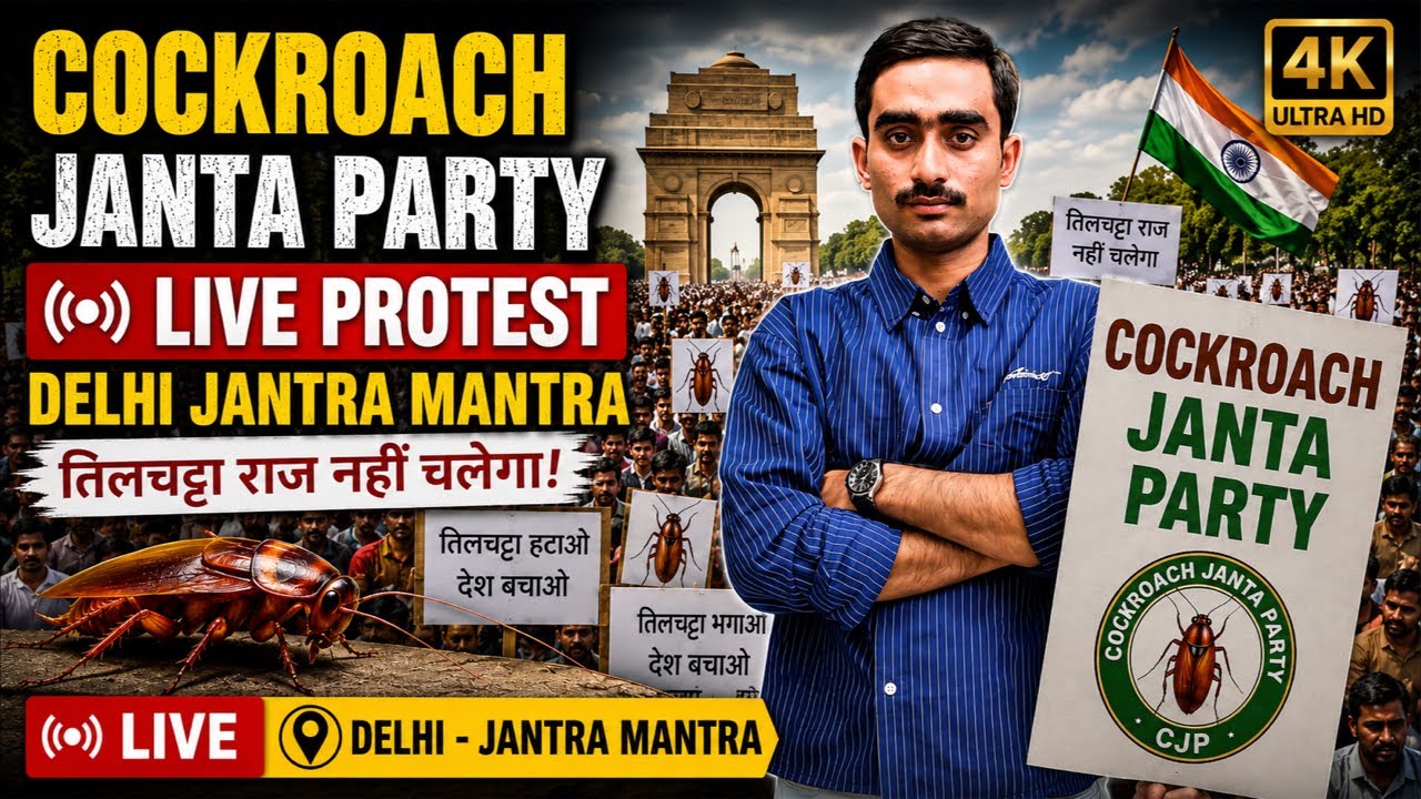 Cockroach Janta Party Live Protest At Jantar Mantra 🪳#cockroachjanataparty #abhijeetdipke📍#viral