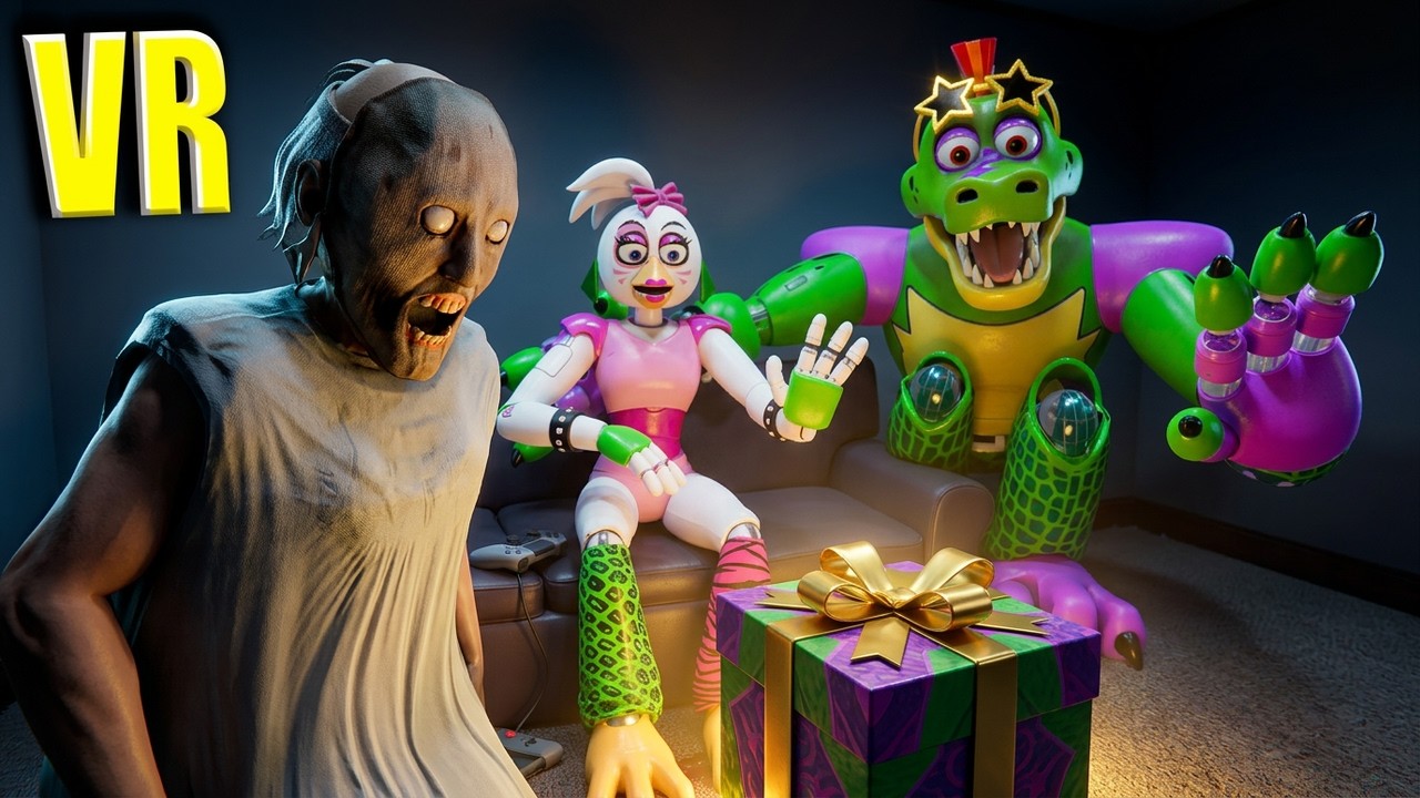 VR Гига Монти и Чика сделали подарок Бабке Гренни в Бонелаб FNAF COOP Bonelab Mod