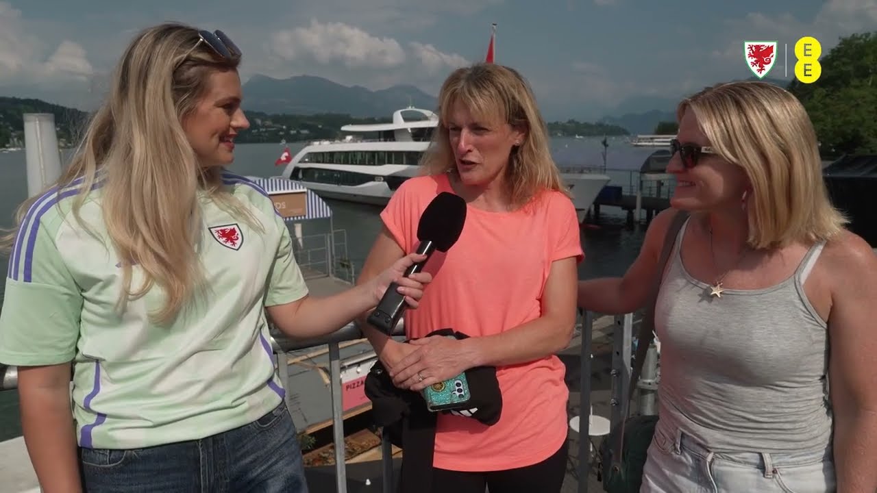 The Red Wall arrive in Lucerne for #WEURO2025 🏴󠁧󠁢󠁷󠁬󠁳󠁿🫶 | The Daith connected by EE