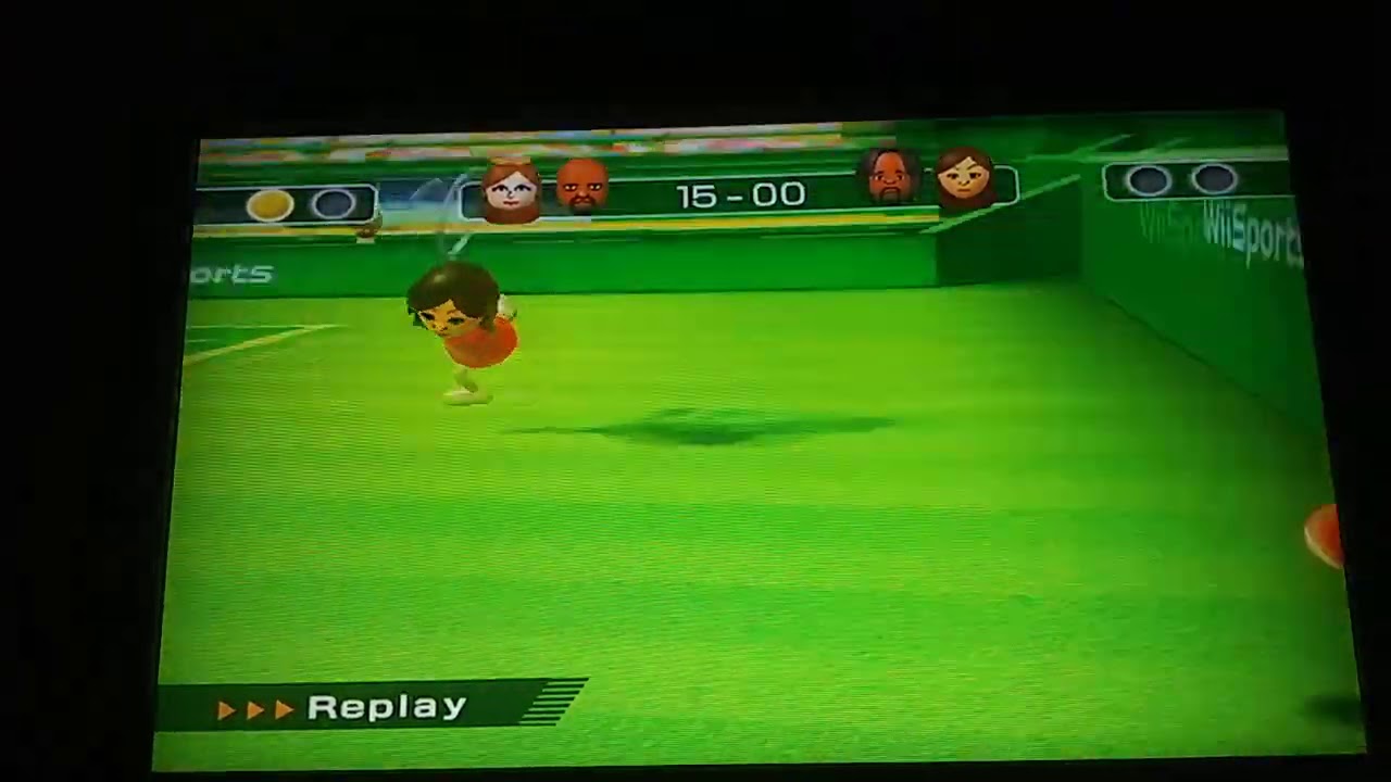 Wii Sports Tennis Daisy (P1),and Matt (CPU) VS. Alex (CPU),and Fumiko (CPU)