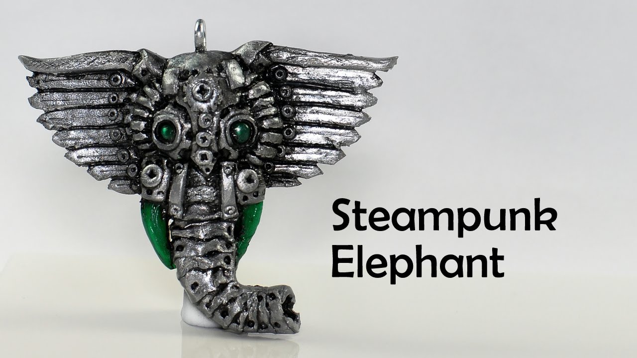 Steampunk elephant charm - polymer clay TUTORIAL