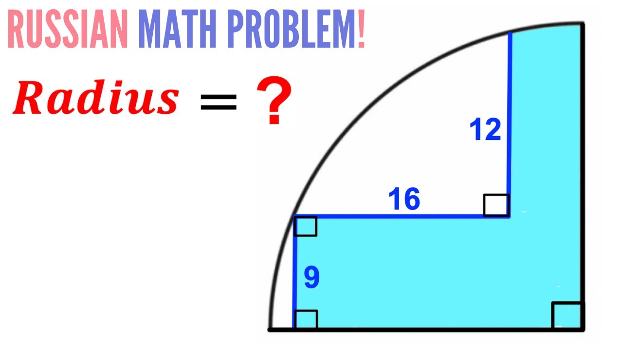 Russian Math Question: Find the Radius | (Quarter circle) | #math #maths #geometry