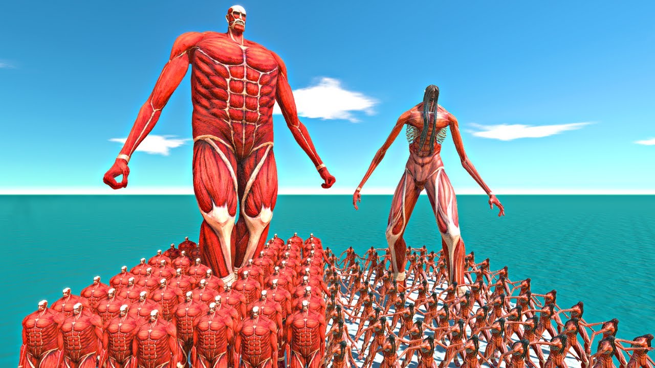 Colossal Titan vs Eren Titan - Animal Revolt Battle Simulator