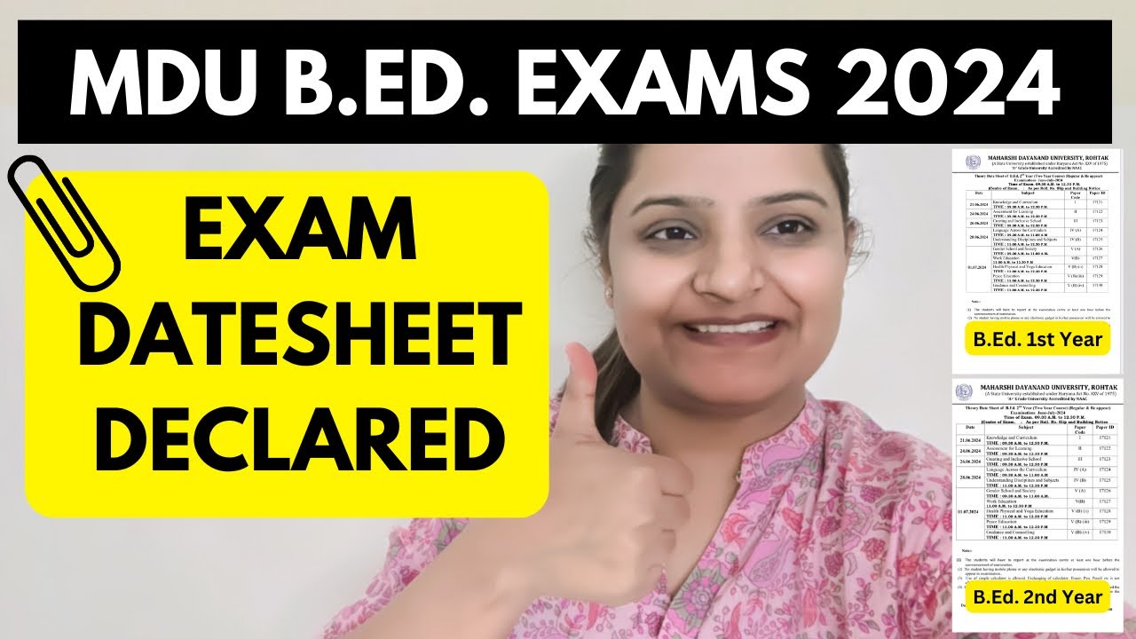 MDU B.ED. EXAMS DATESHEET 2024 DECLARED