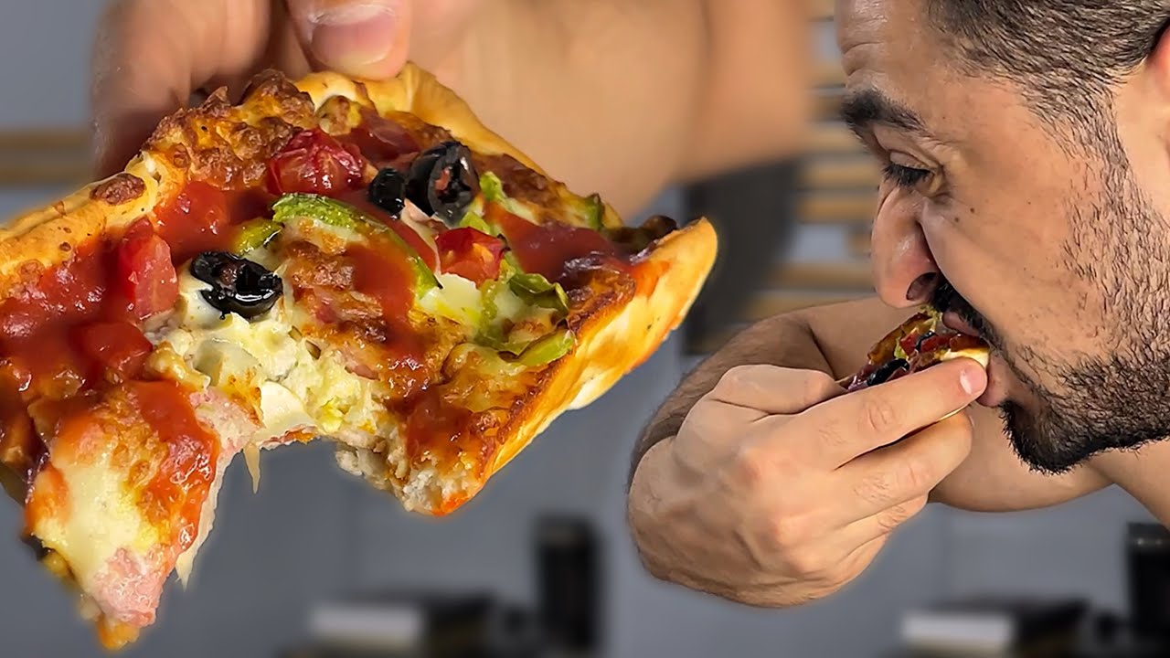 Mini Pizzas 🍕 (Mixed + Chicken Mushroom) with Fries | No Talk, Just Food | Muscle Eat