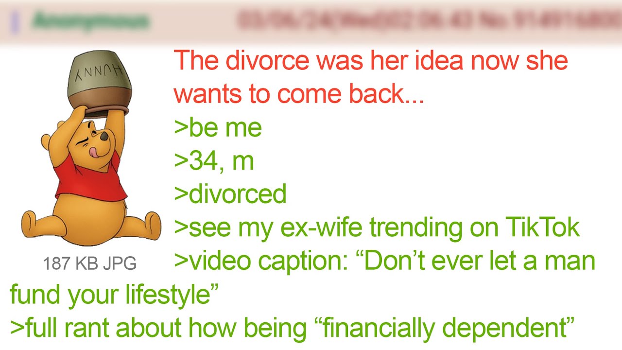 Жена сожалеет о разводе после того, как её жизнь стала хуже | Истории 4Chan Greentext