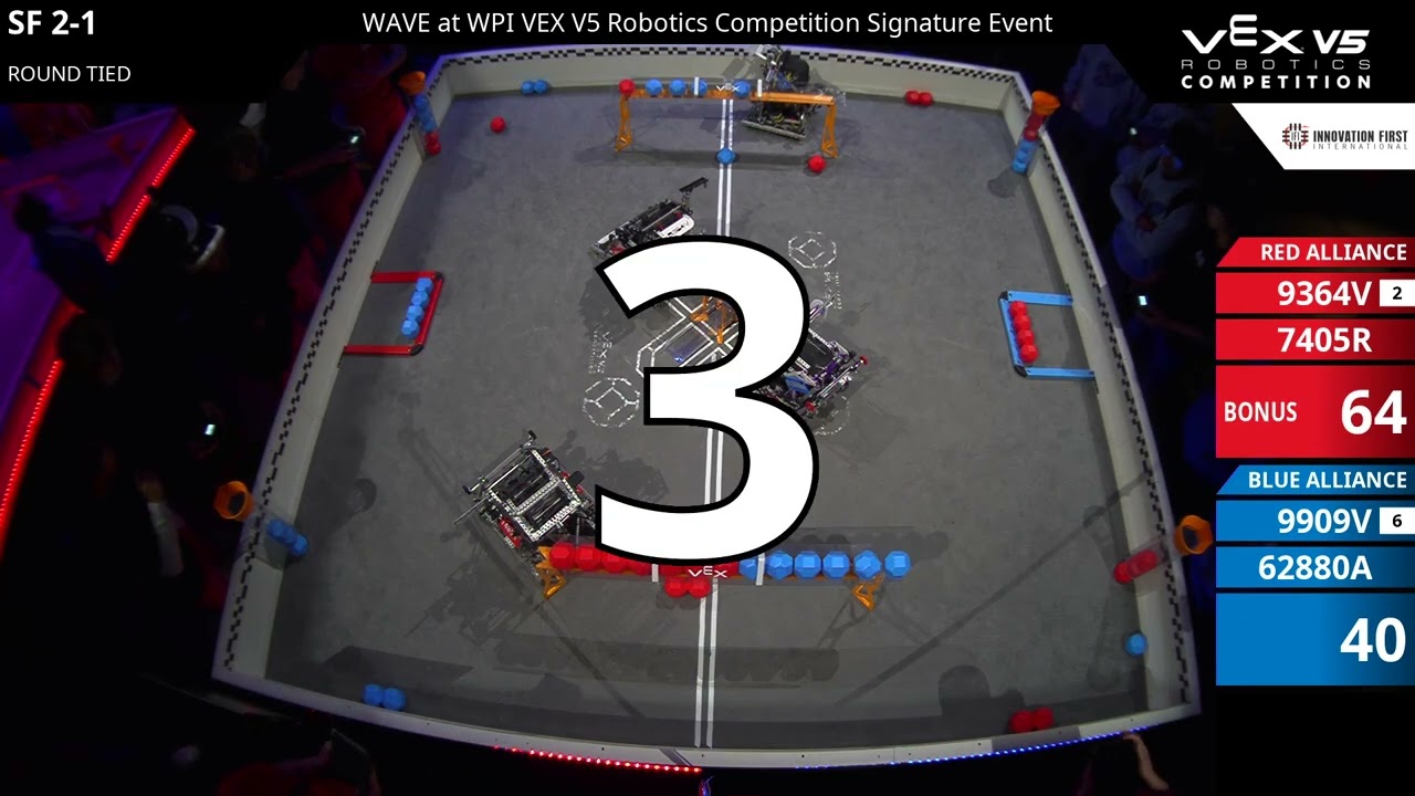 WAVE @WPI : Default Division - SF #2-1 - 9364V & 7405R vs 9909V & 62880A - Auton + Driver
