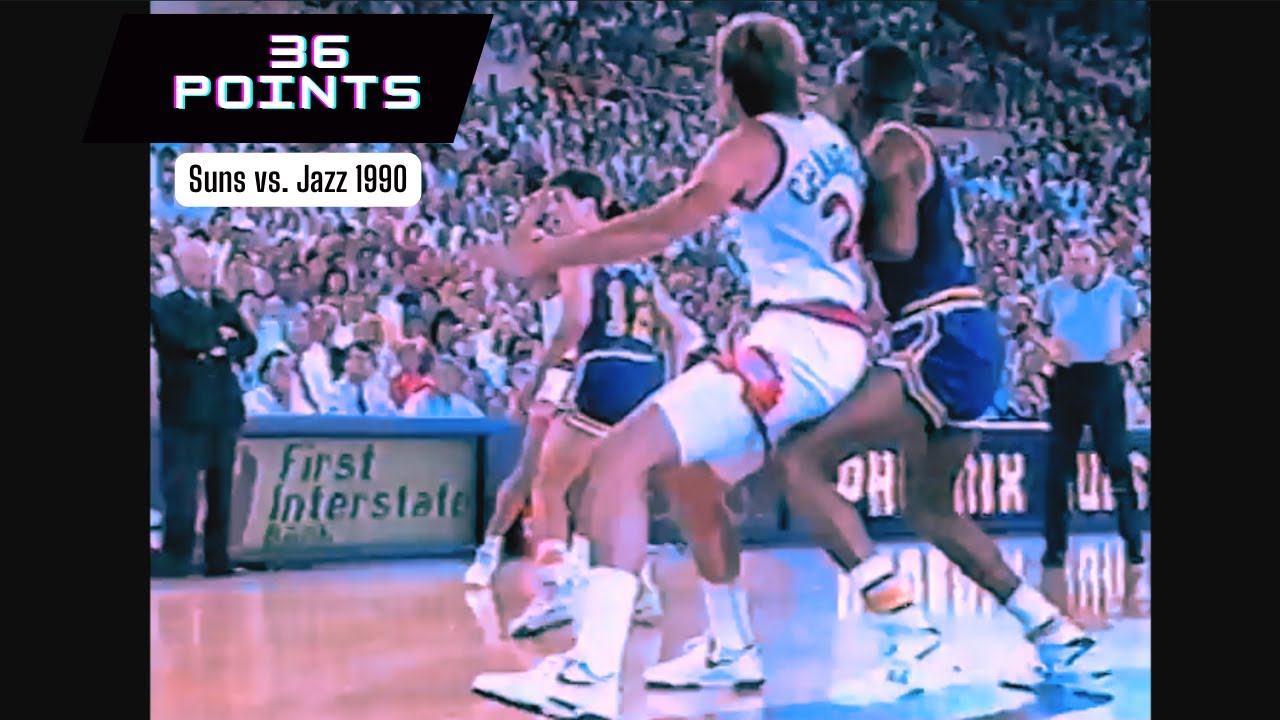 Suns vs. Jazz 4/9/1990 (Highlights) - Tom Chambers 36 Points in OT Win