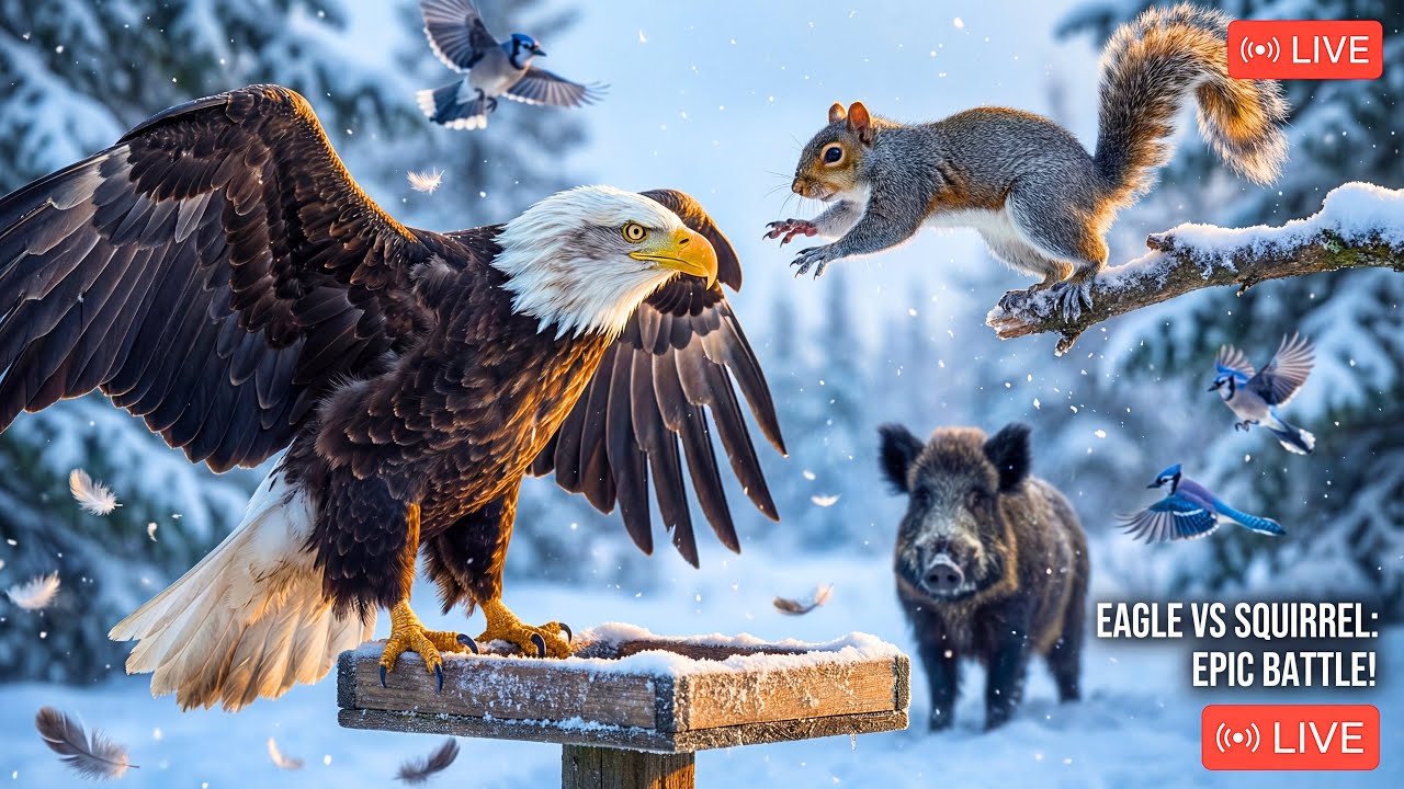 🔴 Cozy Snow Bird Feeder 24/7 ❄️ Cardinals, Blue Jays & Quiet Winter Life & Sleep