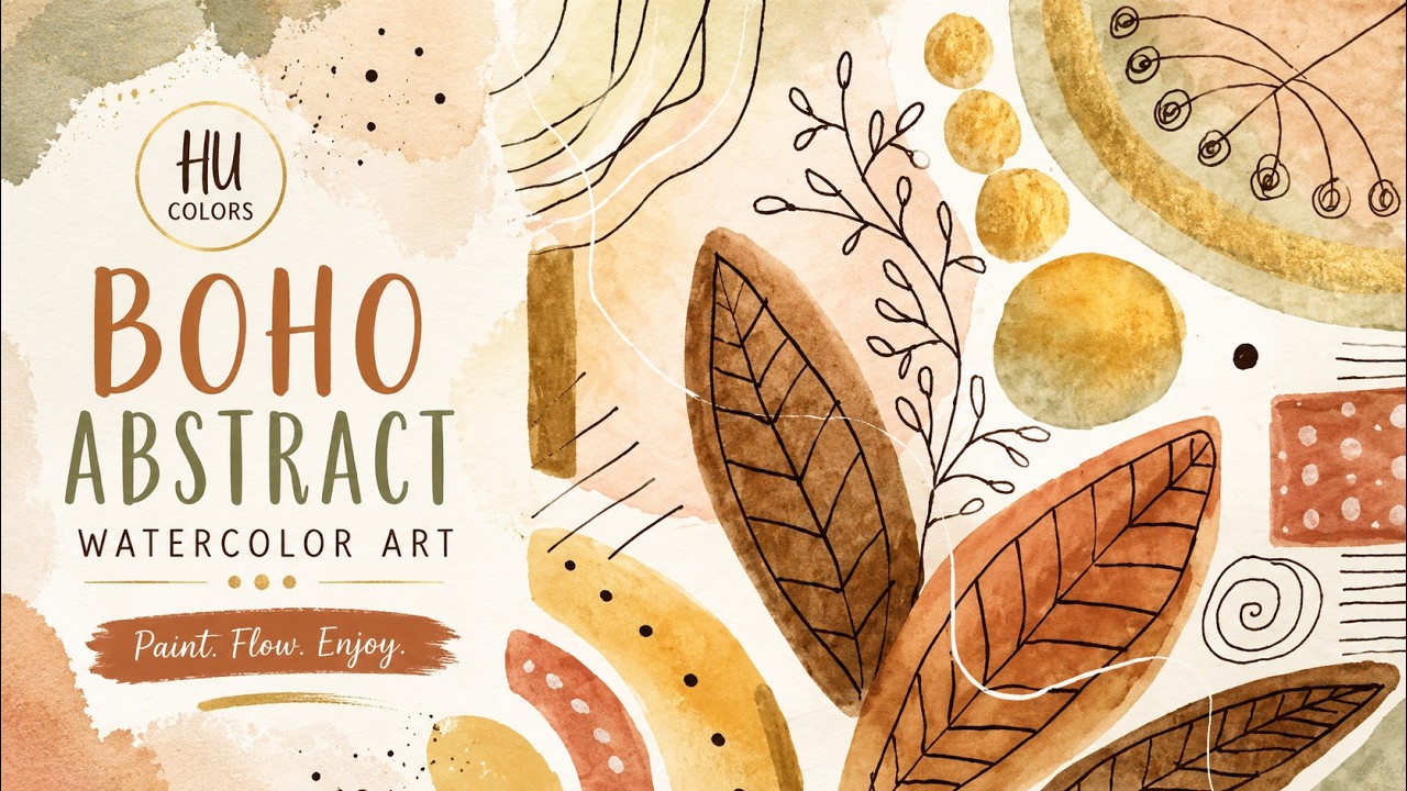 Boho Botanical Abstract Watercolor | Calm Color Balance Study