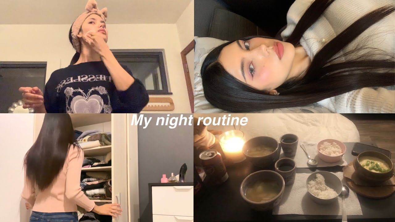 Mi rutina de noche: rutina de cabello,🧴🫧, masaje para afinar cara, skincare, tareas,...