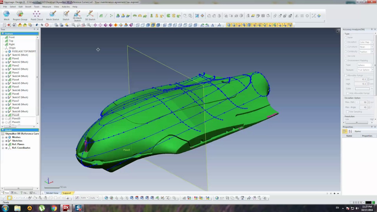 Skywalker X8 (Fuselage) - Reference Curves/Geomagic Design X Tutorial