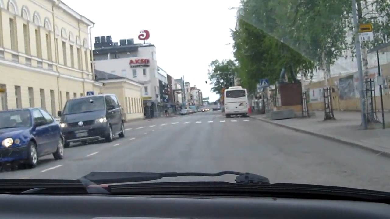 Driving in the center of  Mikkeli, Finland.MOV