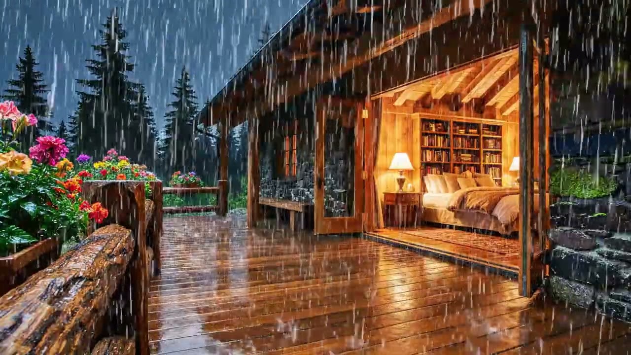 🌲 Heavy Rain on Rustic Appalachian Cabin | Pure Natural Rain Sounds | 3 Hours Deep Sleep