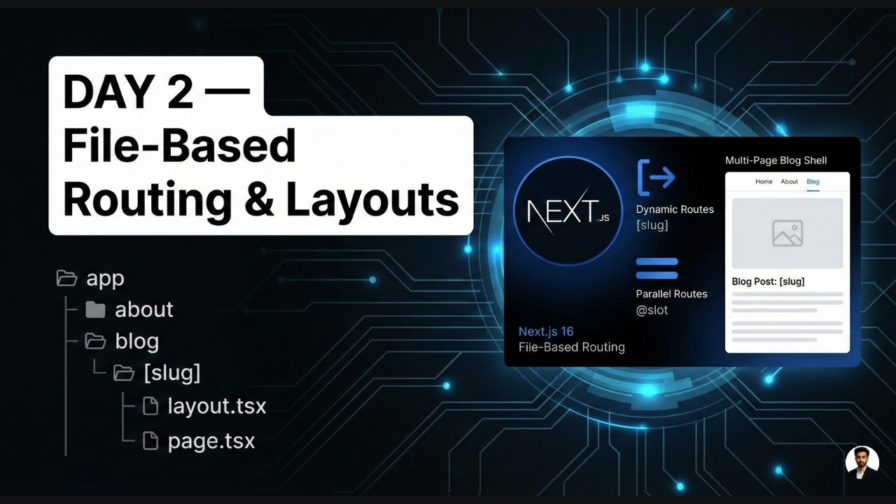 Next.js 16 Tutorial | DAY 2 — File Based Routing & Layouts