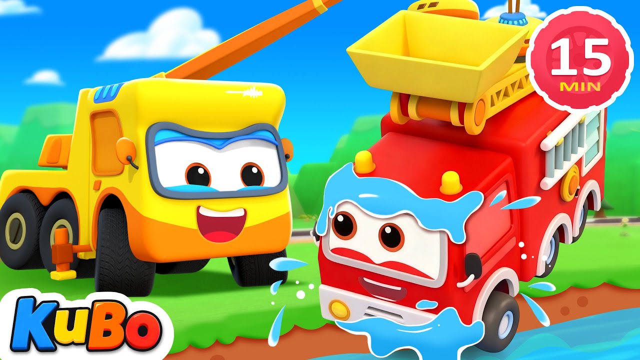 Police Car And Fire Truck Need Help | Construction Trucks in Action | Kubo - Cartoons For Toddlers
