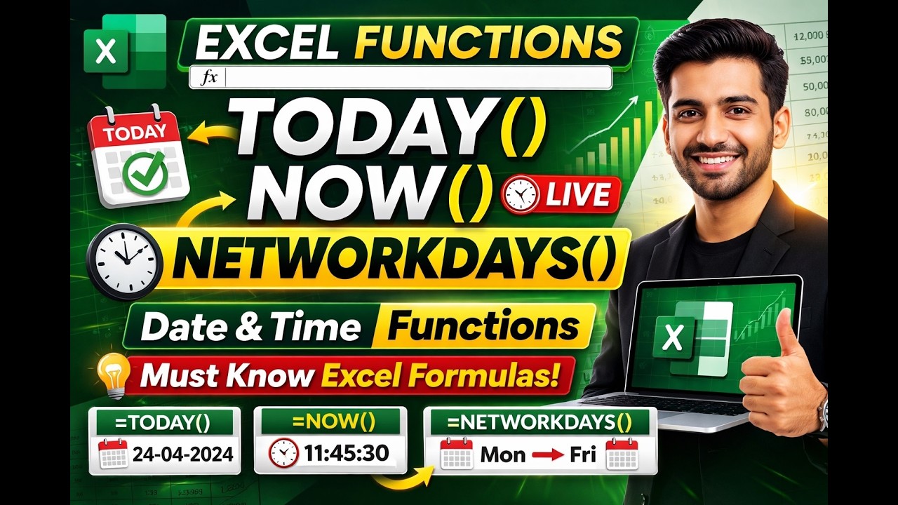 TODAY(), NOW(), NETWORKDAYS() in Excel | Complete Tutorial