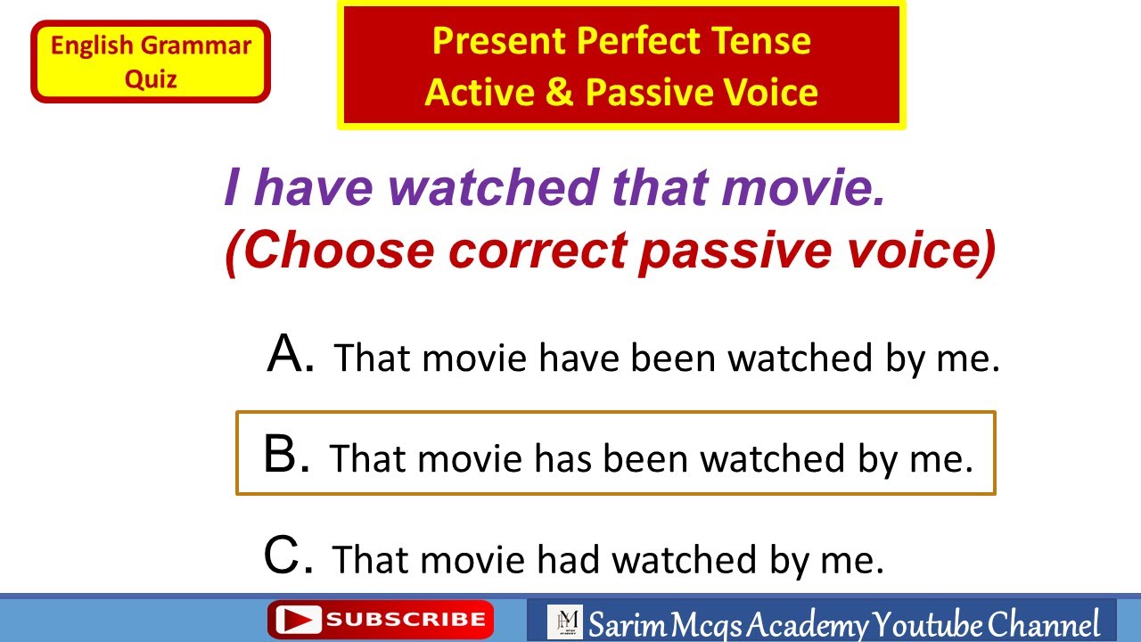 Active Passive voice in Present Perfect tense | English Grammar Quiz | Important Mcqs