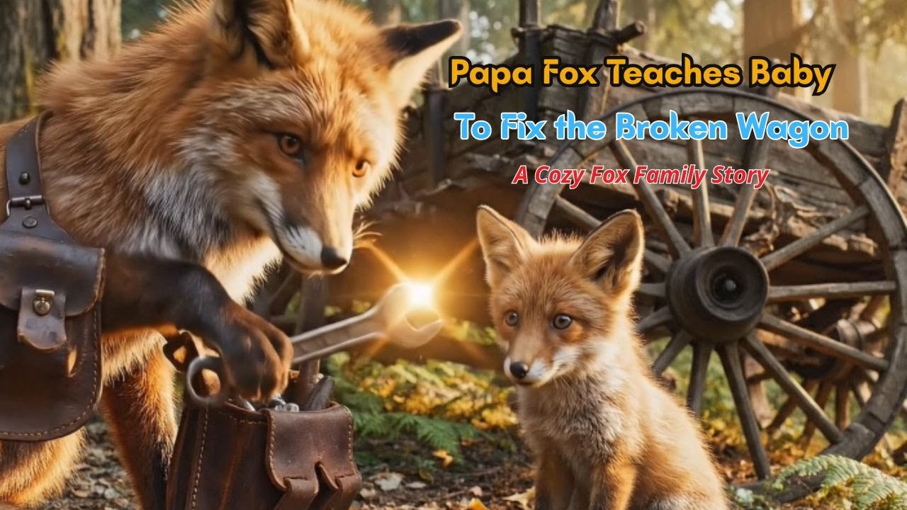 Papa Fox Teaches Baby to Fix the Broken Wagon | A Cozy Fox Family Story