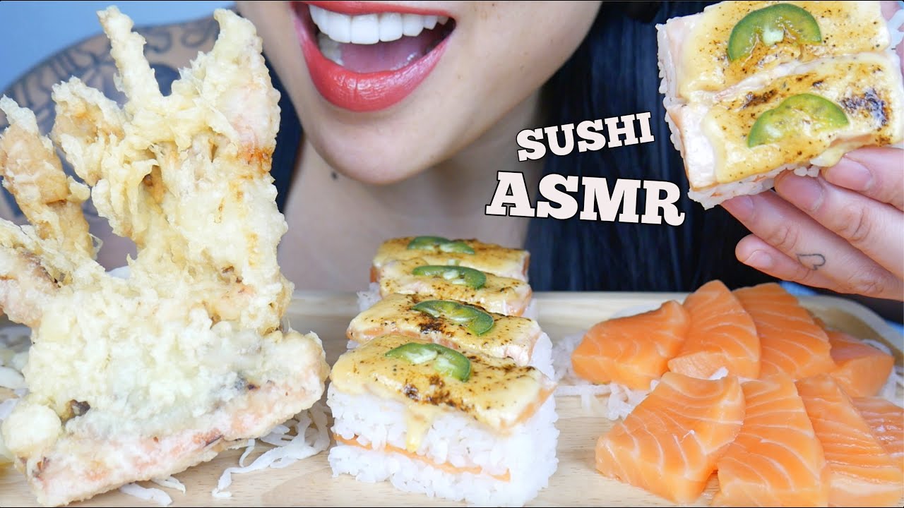 ASMR SASHIMI + BOXED SUSHI + FRIED SOFT SHELL CRAB (EATING SOUNDS) NO TALKING | SAS-ASMR