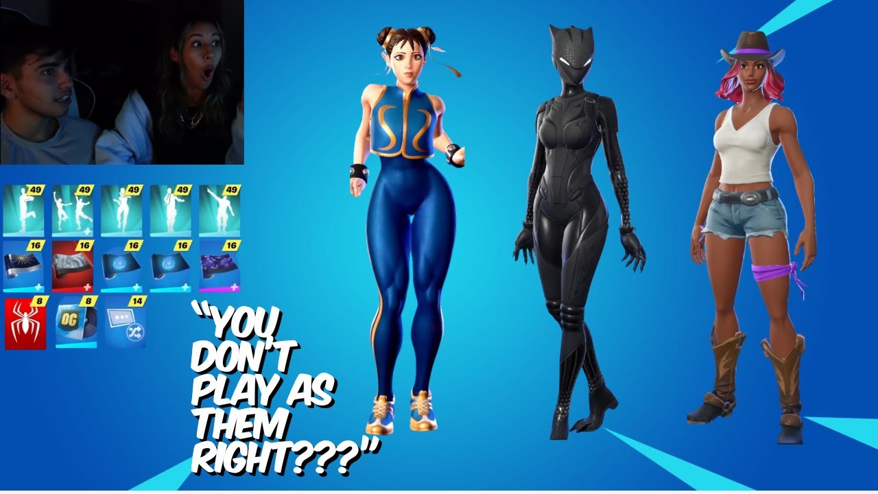 Girlfriend Reacts To My Fortnite Skins