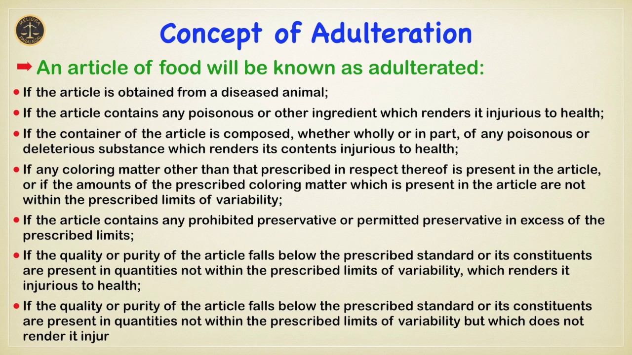 Prevention of Food Adulteration Act, 1954
