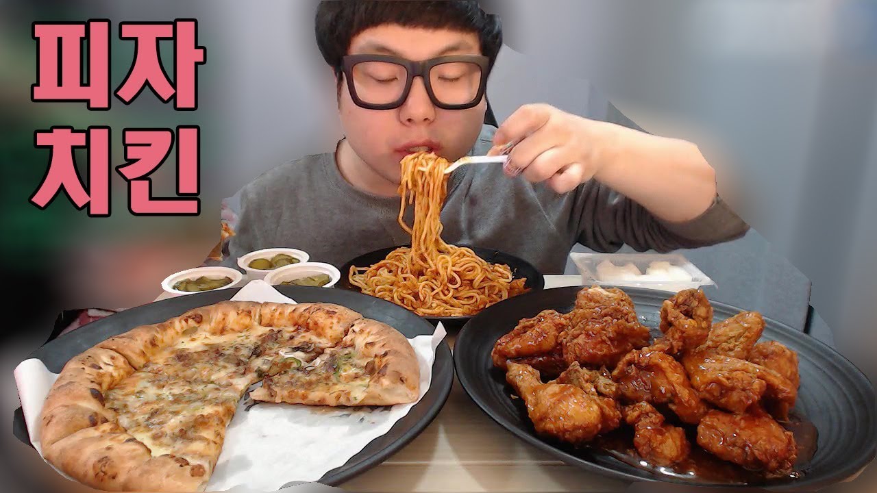 뚜란 피자나라치킨공주불고기피자(M)+양념치킨 먹방eating mukbang show