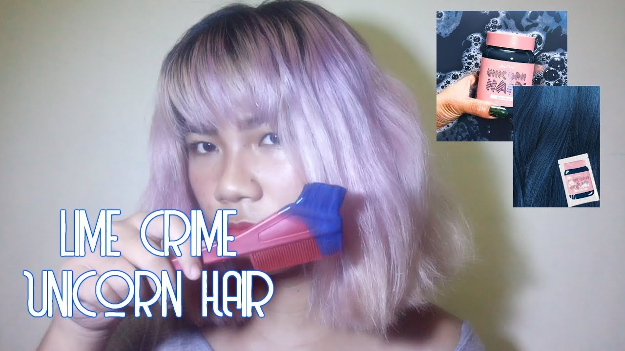 dyeing my hair using lime crime unicorn hair packette || Blue Smoke