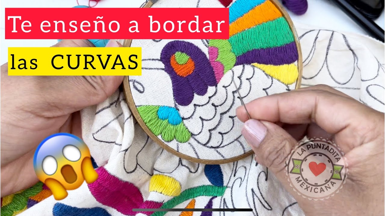 Bordando curvas en la técnica tipo TENANGO #embroidery #bordado  #broderie  #bordadomexicano