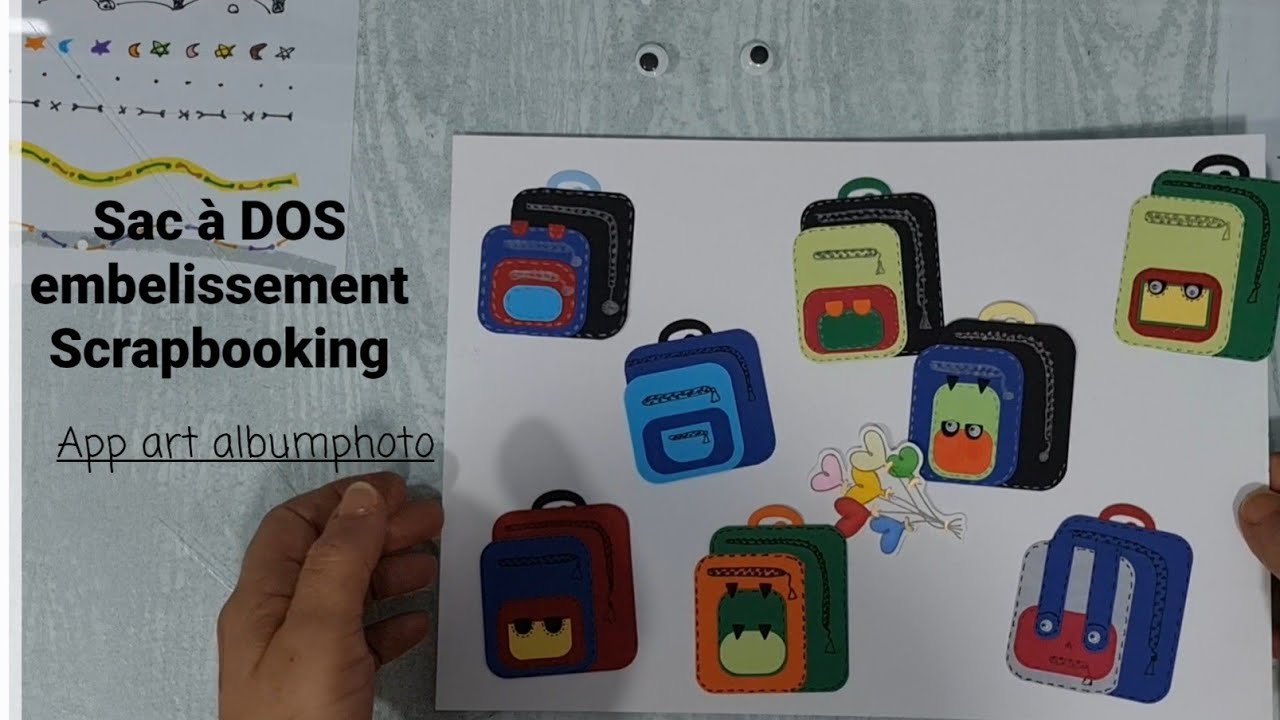 Sac à dos maternelle. SCRAPBOOKING.