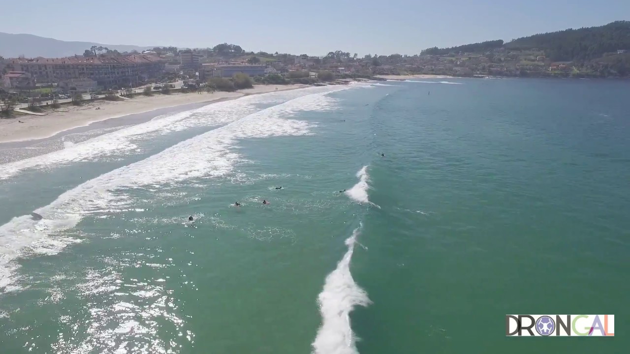 Video aereo drone playa de Patos. Surf. Nigran. Pontevedra. Escuela surf.