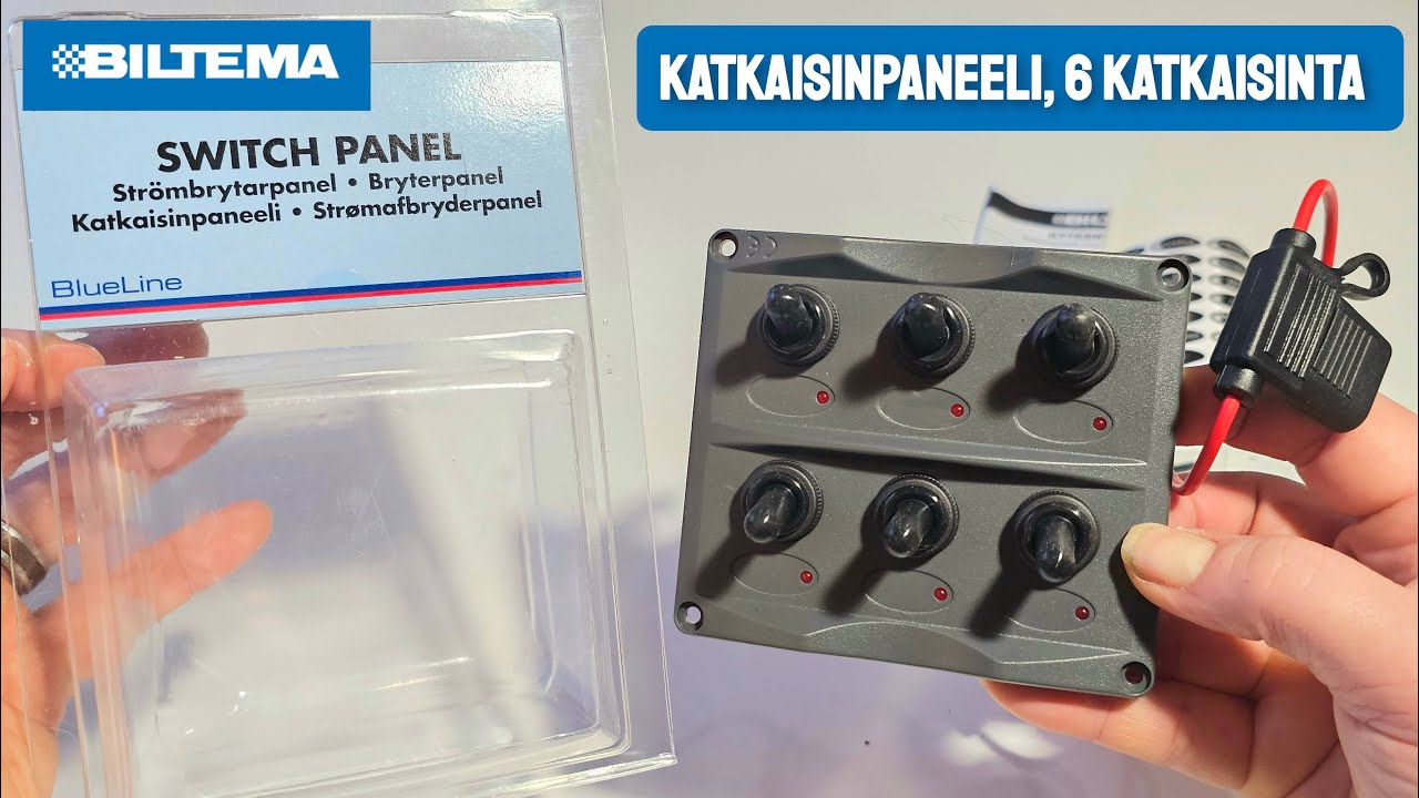 BILTEMA 12V/24V Katkaisinpaneeli, 6 katkaisinta – Strömbrytarpanel, Bryterpanel, Switch Panel