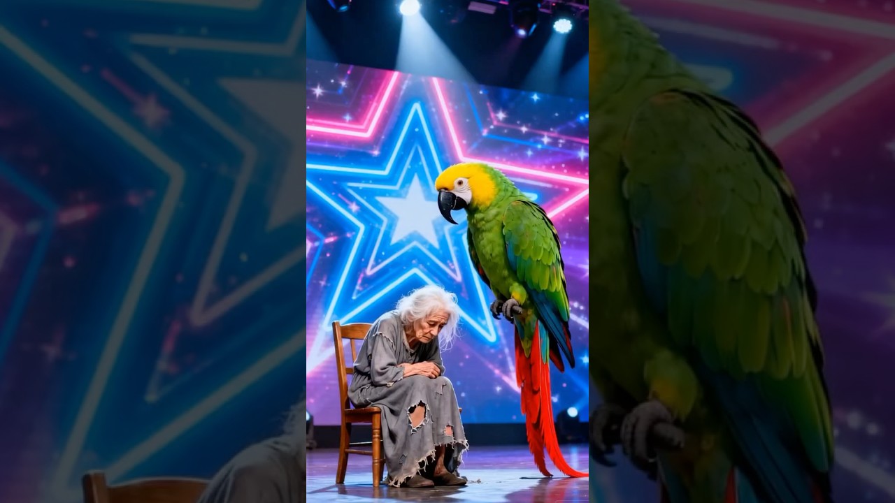 OMG😱! Magical Parrots help poor old woman become fashionable girl #gottalent #magic #parrot #short