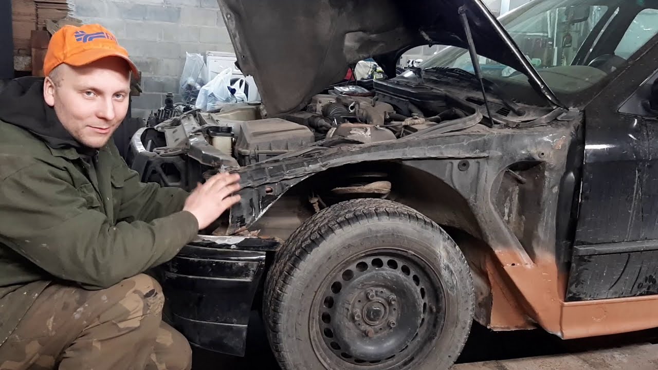реанимация bmw e36 рихтовка капота и шпаклевание